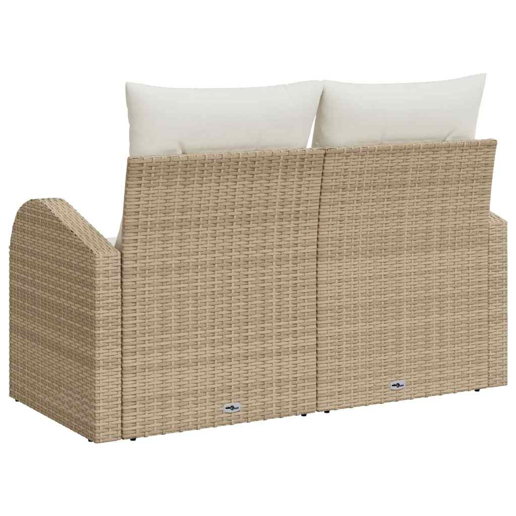 Gartensofa mit Kissen Beige 124 x 62 x 69cm Poly-Rattan